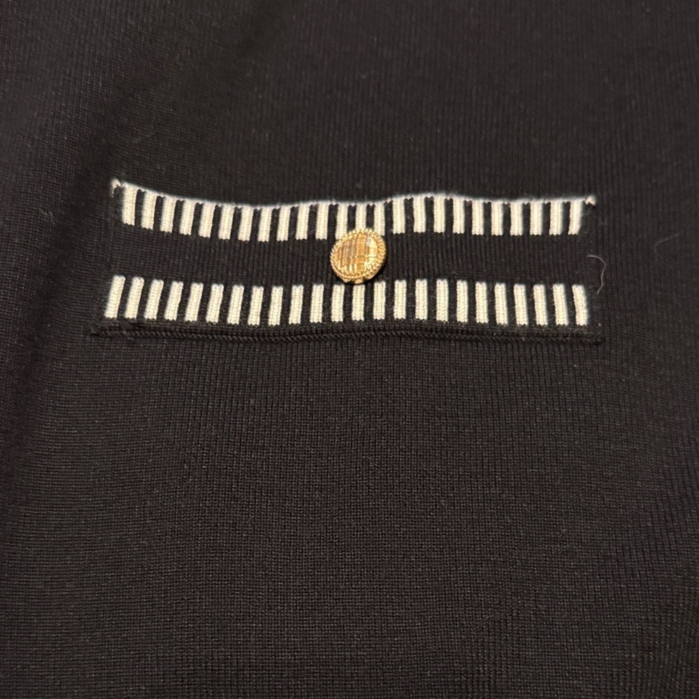 Adrianna Papell Black and White Cardigan with Button Accents - Picture 7 of 12